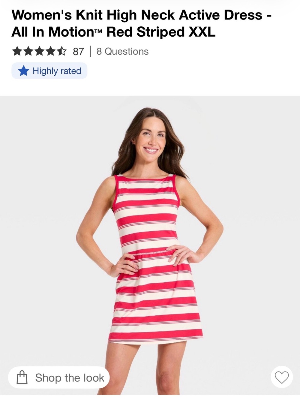 Target all in motion Pink and White Striped Sleeveless Knit High Neck Mini Dress